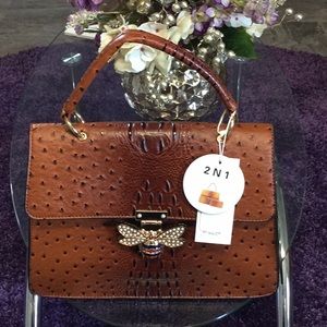 Cognac Alligator/Ostrich Handbag